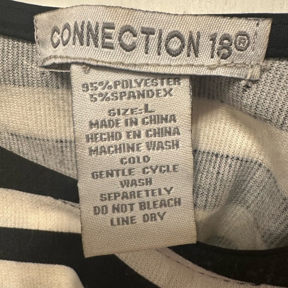 Connection 18 Black & White Striped Sleeveless Fit & Flare Dress Size Large - Picture 4 of 7